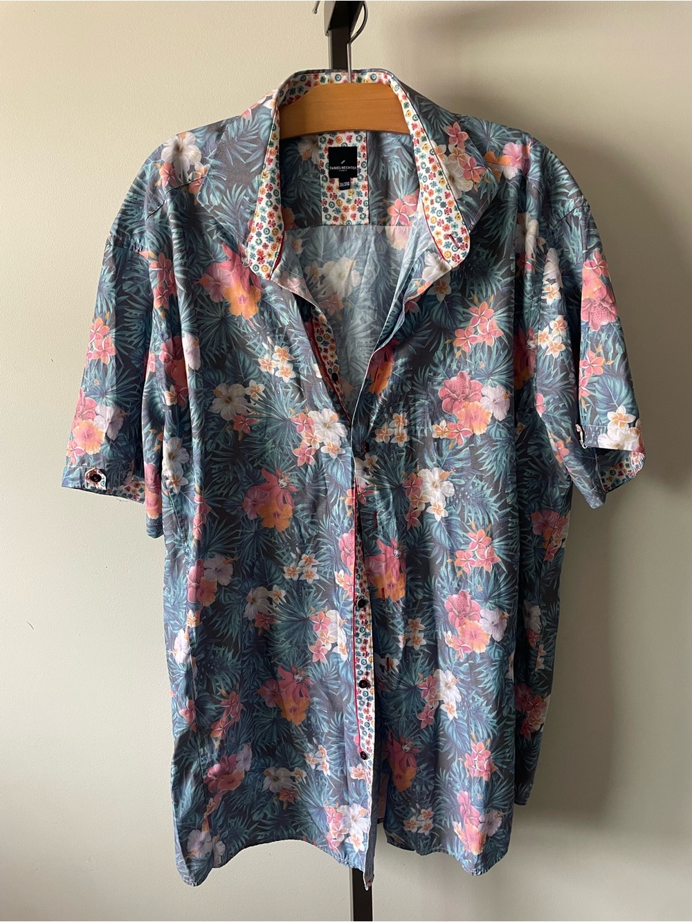 Daniel Hechter Paris Floral Hawaiian Short Sleeve Button Up Shirt Vacation 3X